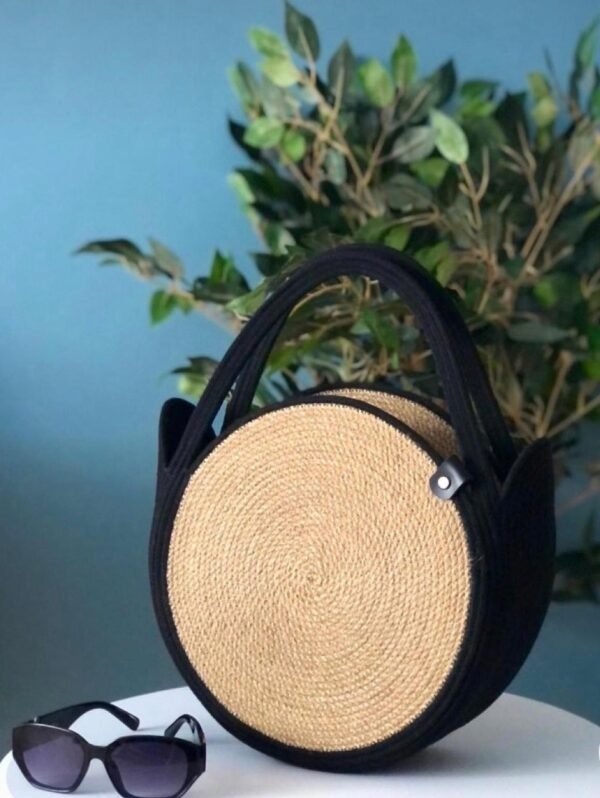 Black and Beige Round Handbag