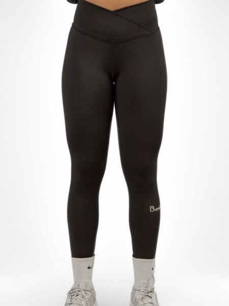 High Waist Crossover Leggings in Black