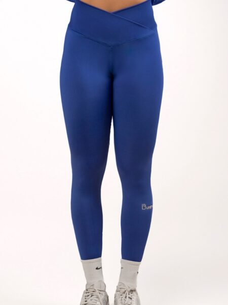 High Waist Crossover Leggings in Royal Blue