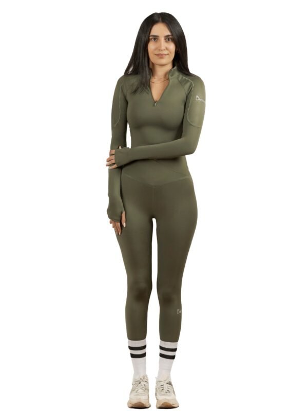 High Waist Crossover Leggings in Olive Green