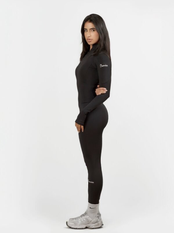 Quarter Zipper Sculpt Top in Black
