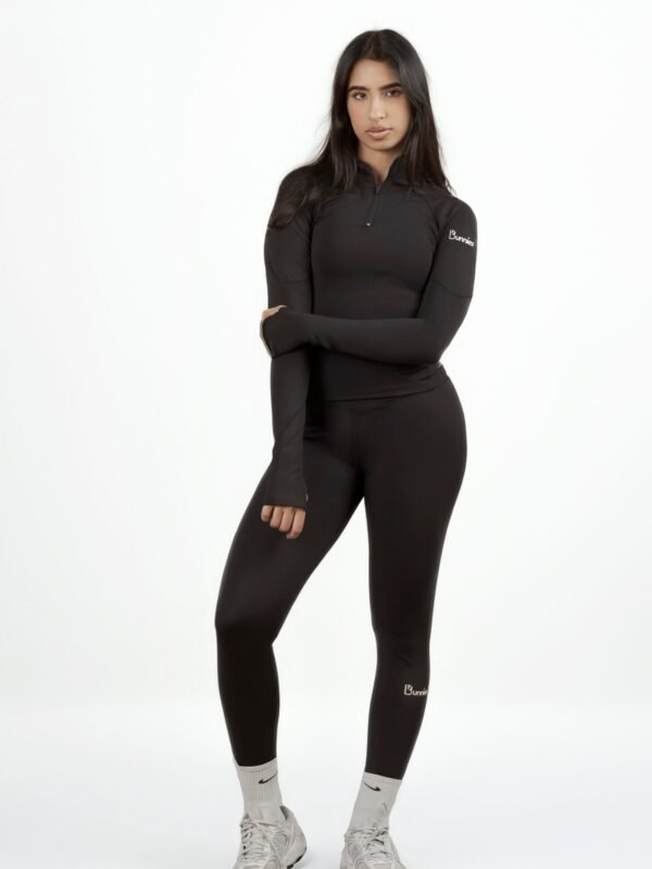 Quarter Zipper Sculpt Top in Black