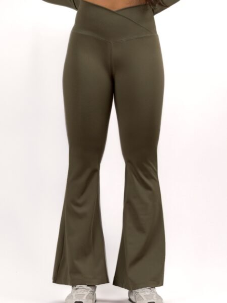 7/8 Flare Leggings in Olive Green