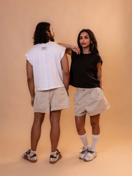Boxer Pleated Shorts in Beige