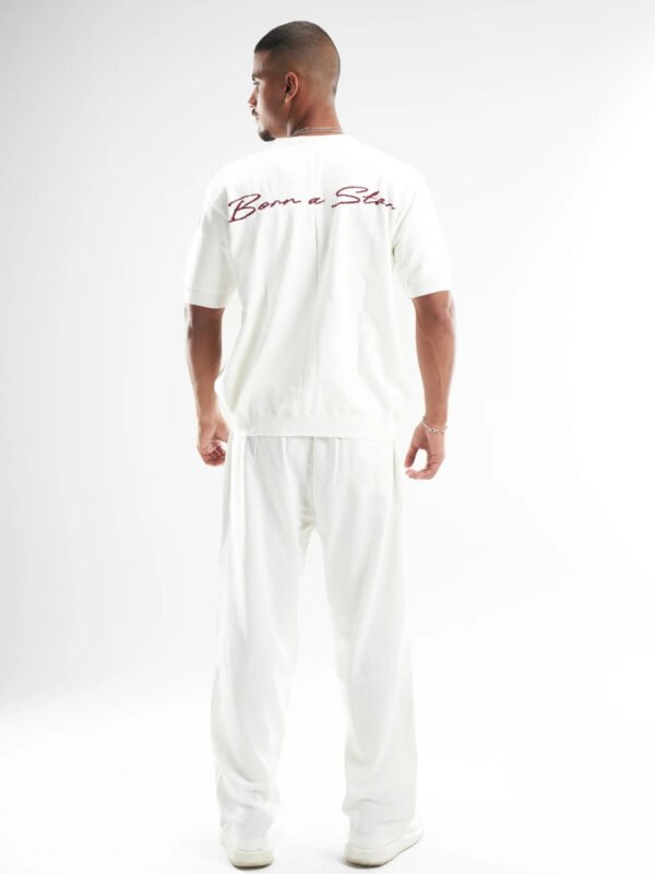 White Born A Star Round Knitted