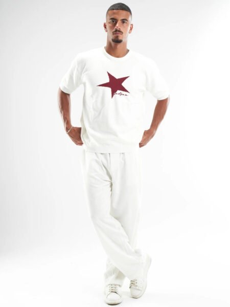 White Born A Star Round Knitted