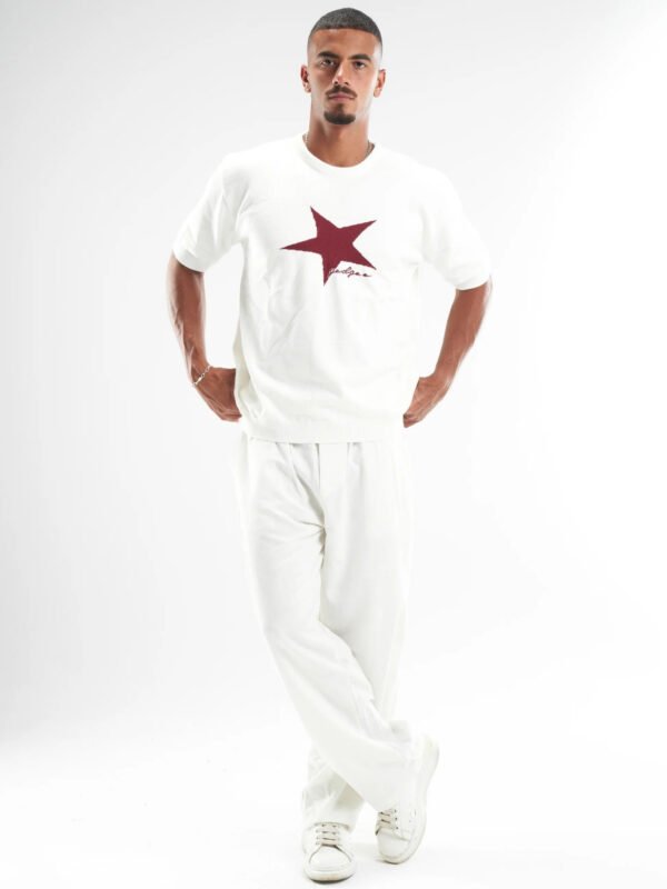 White Born A Star Round Knitted
