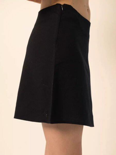 Linen Blend Mini Skirt in Black