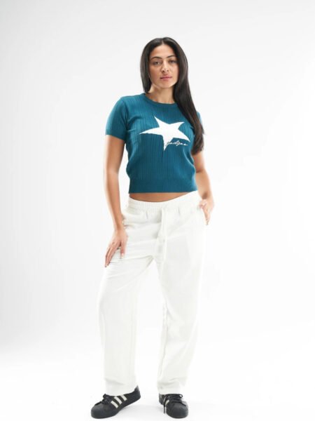 Turquoise Star Cropped Knitted