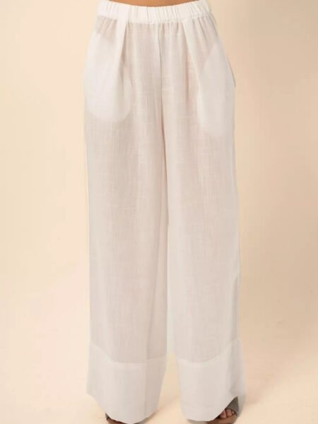 Wide-Leg Linen Pants in White