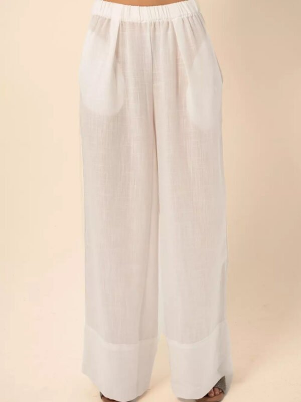 Wide-Leg Linen Pants in White