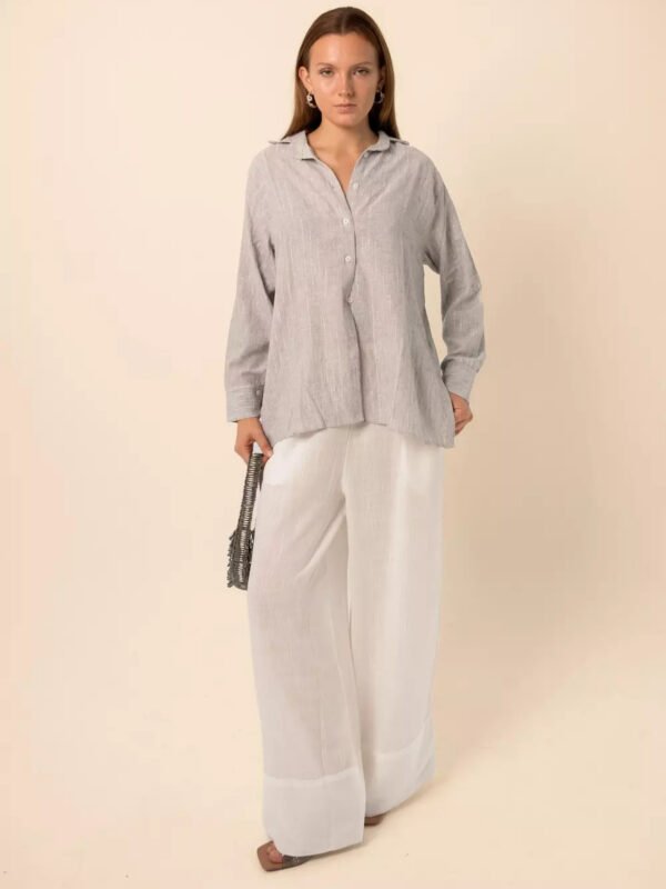 Wide-Leg Linen Pants in White