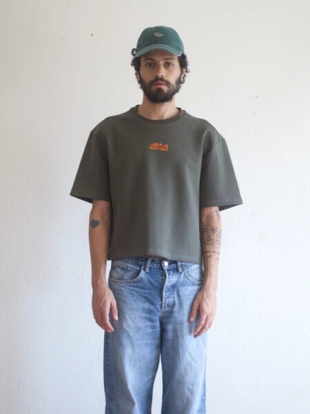 Boxy Cropped Tee in Olive