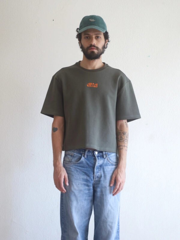 Boxy Cropped Tee in Olive