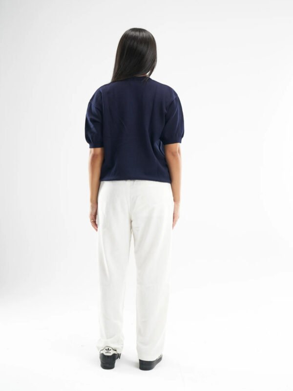 Navy Blue Hunger Built Me Round Knitted