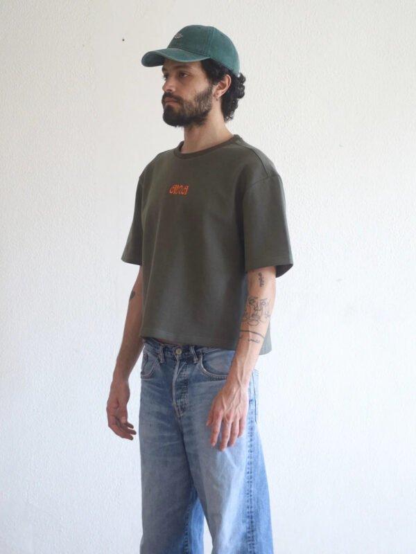 Boxy Cropped Tee in Olive