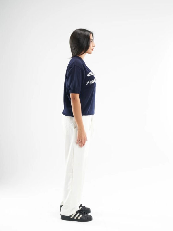 Navy Blue Hunger Built Me Round Knitted
