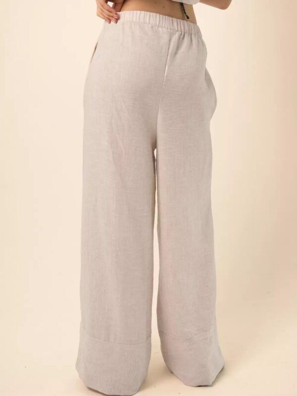 Wide-Leg Pants in Silver Stripes - Beige