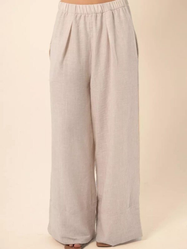 Wide-Leg Pants in Silver Stripes - Beige