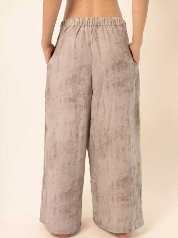 Wide-Leg Pants with Side Slits in Greige