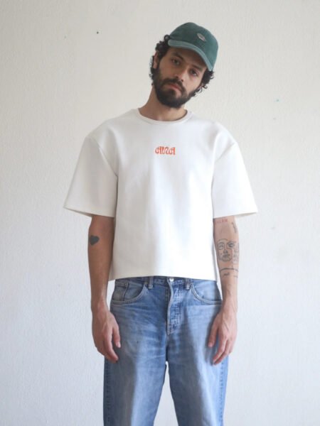 Boxy Cropped Tee in Ivory