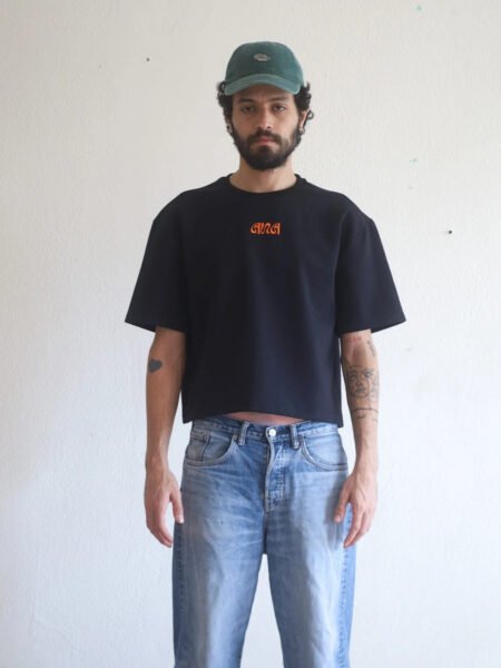 Boxy Cropped Tee in Black