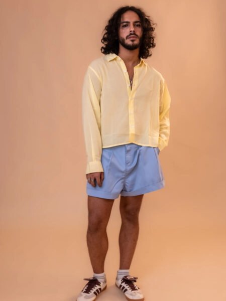 Boxer Pleated Shorts in Sky Blue