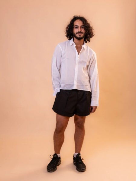 Boxer Pleated Shorts in Black