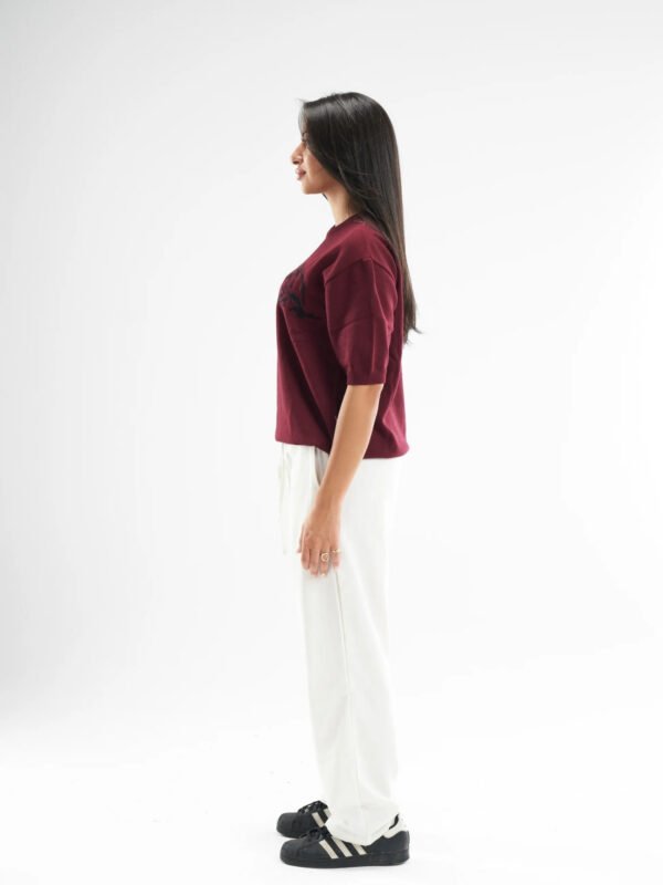 Burgundy Hunger Built Me Round Knitted