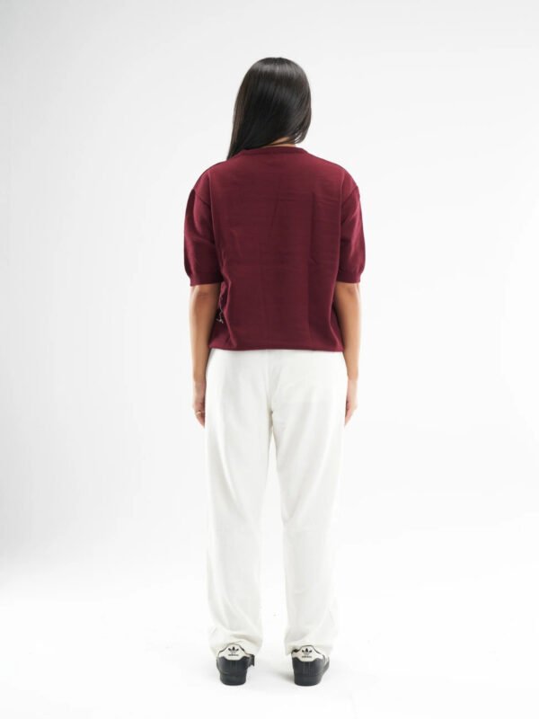 Burgundy Hunger Built Me Round Knitted