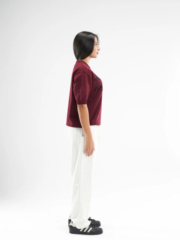 Burgundy Hunger Built Me Round Knitted