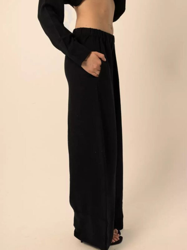 Wide-Leg Linen Pants in Black