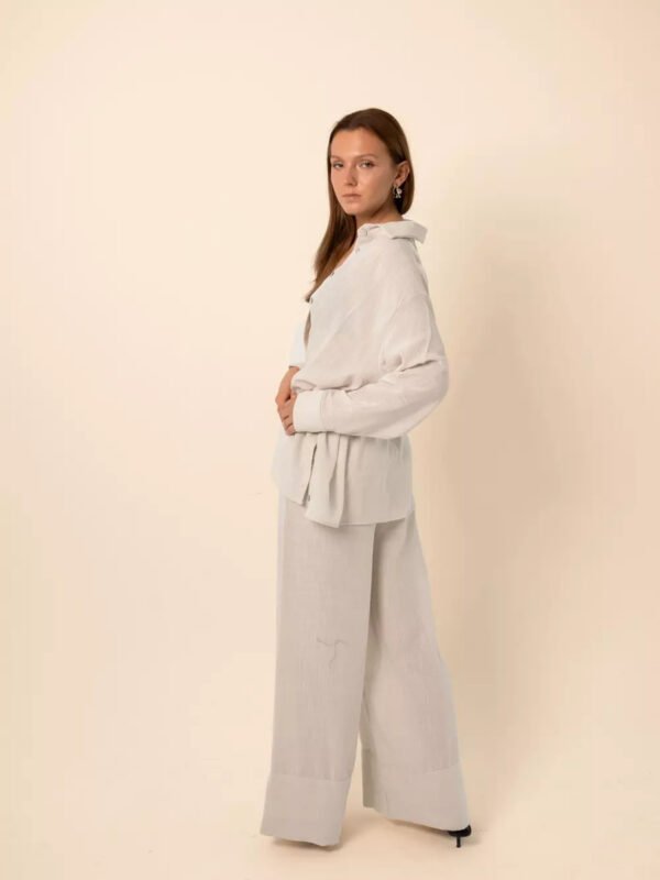 Wide-Leg Linen Pants in Oyster White