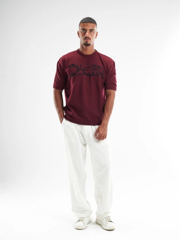 Burgundy Hunger Built Me Round Knitted