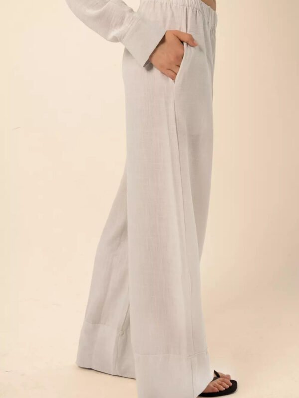 Wide-Leg Linen Pants in Oyster White